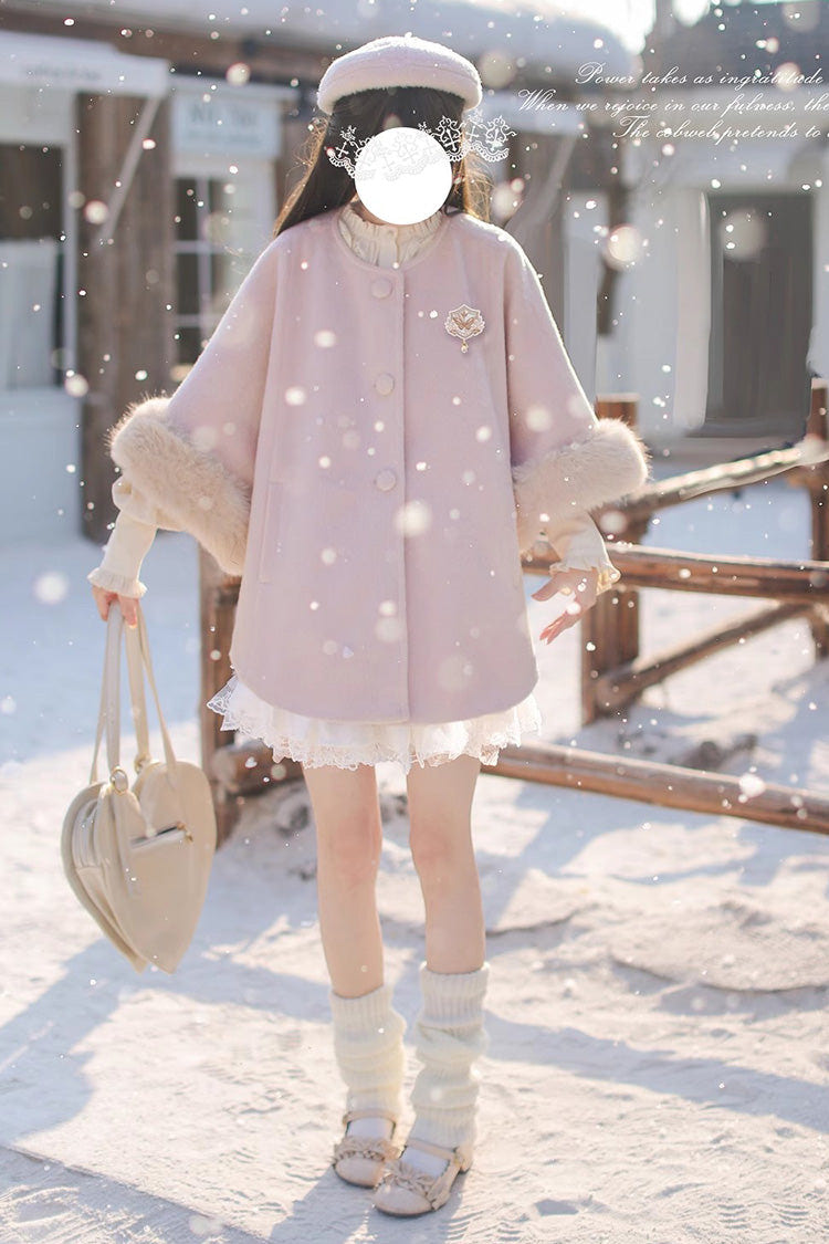 Pink [Bella] Long Sleeves Single Breasted Sweet Lolita Woolen Coat - Product - 9