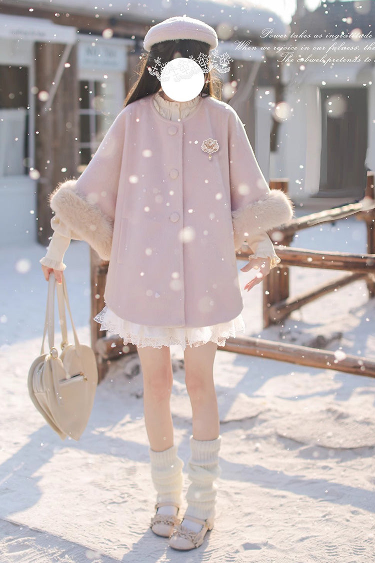 Pink [Bella] Long Sleeves Single Breasted Sweet Lolita Woolen Coat - Product - 9