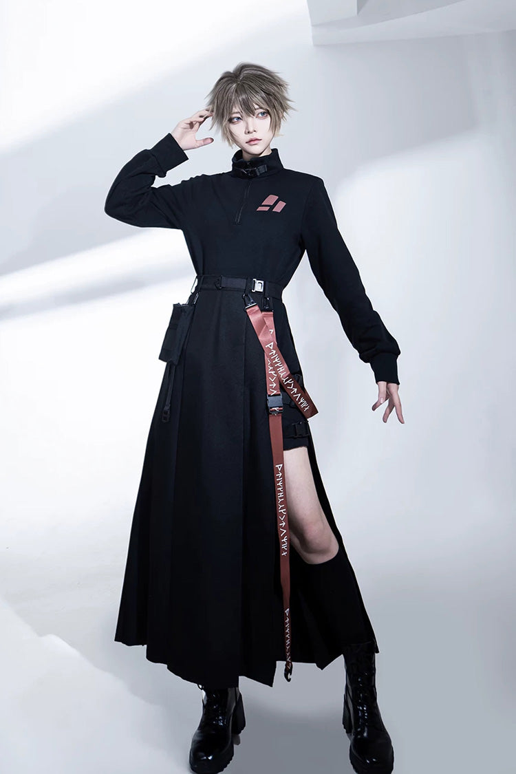 Black [Nameless Blade] Stand Collar Long Sleeves Gothic Prince Ouji Lolita Skirt Set - Product - 9