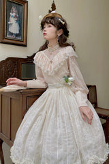 Ivory Elegant Vintage Tulip Multi-Layer Ruffled Classic Lolita Skirt Dress - Product - 6