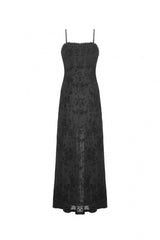Black Sleeveless Lace Lace-Up Women's Gothic Maxi Rose Slip Dress - Product - 14