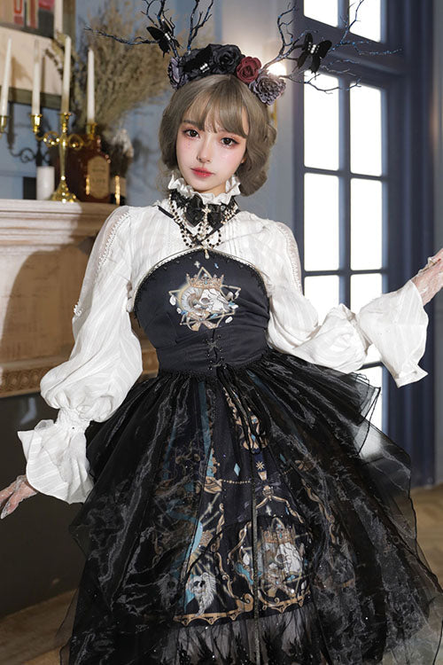 Black God's Salvation Lace Ruffled Gothic Lolita JSK Strapless Dress - Product - 5