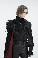Black Stand Collar Men's Gothic Accessory Feather Cape - Product - 8