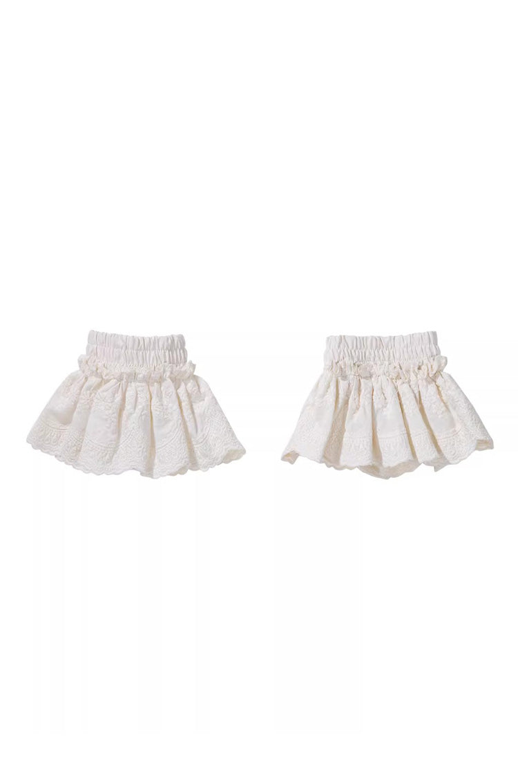 White/Brown [Time Capsule Pirate Style] Long Sleeves Ruffled Irregular Gothic Vintage Elegant Lolita Skirt Set - Hand-Sleeves(Only) - 14