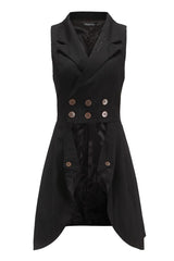 Retro Elegant Handsome Neutral Prince Gothic Ouji Long Coat - Black - 1