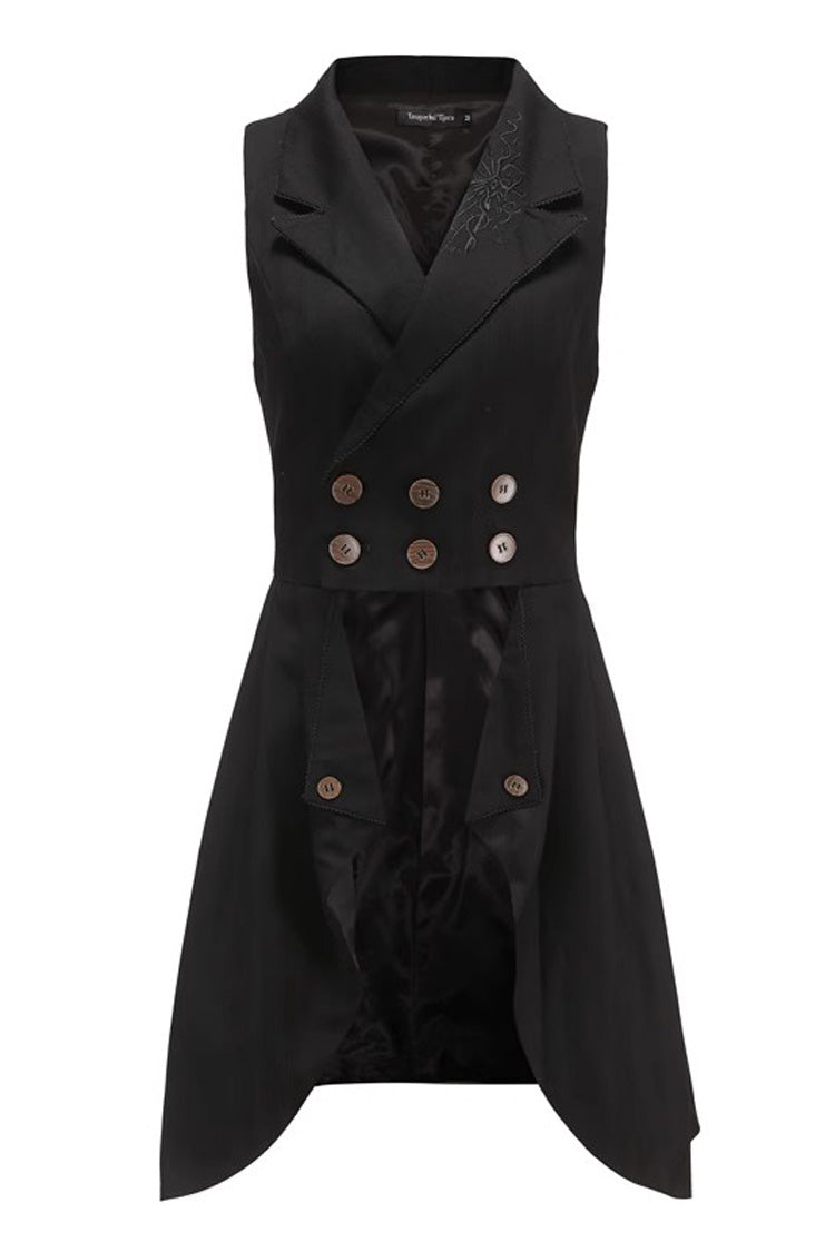Retro Elegant Handsome Neutral Prince Gothic Ouji Long Coat - Black - 1