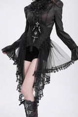Black Stitching Lace Lace-Up Mesh Women's Gothic Underbust Corset - Product - 4
