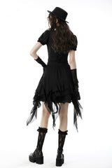 Black Multi-Layered Irrgular Hem Women's Punk Tasseled Skirt - Product - 4