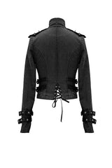 Black Spiked Zipper Up Punk Mesh Womens Coat With Loops - Product - 6