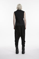 Black Stand Collar Sleeveless Studded Zippered Men's Punk Handsome Vest - Product - 4