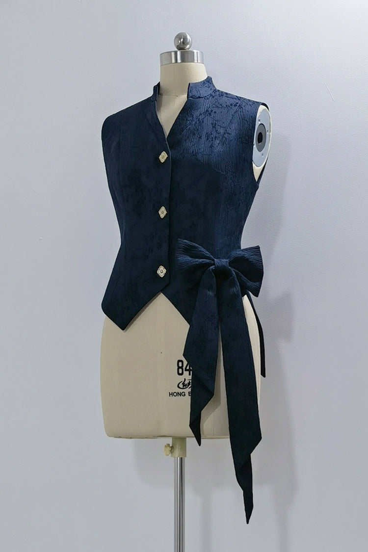 Blue [Rabbit Hunt] Bowknot Vintage Prince Ouji Lolita Vest - Product - 3