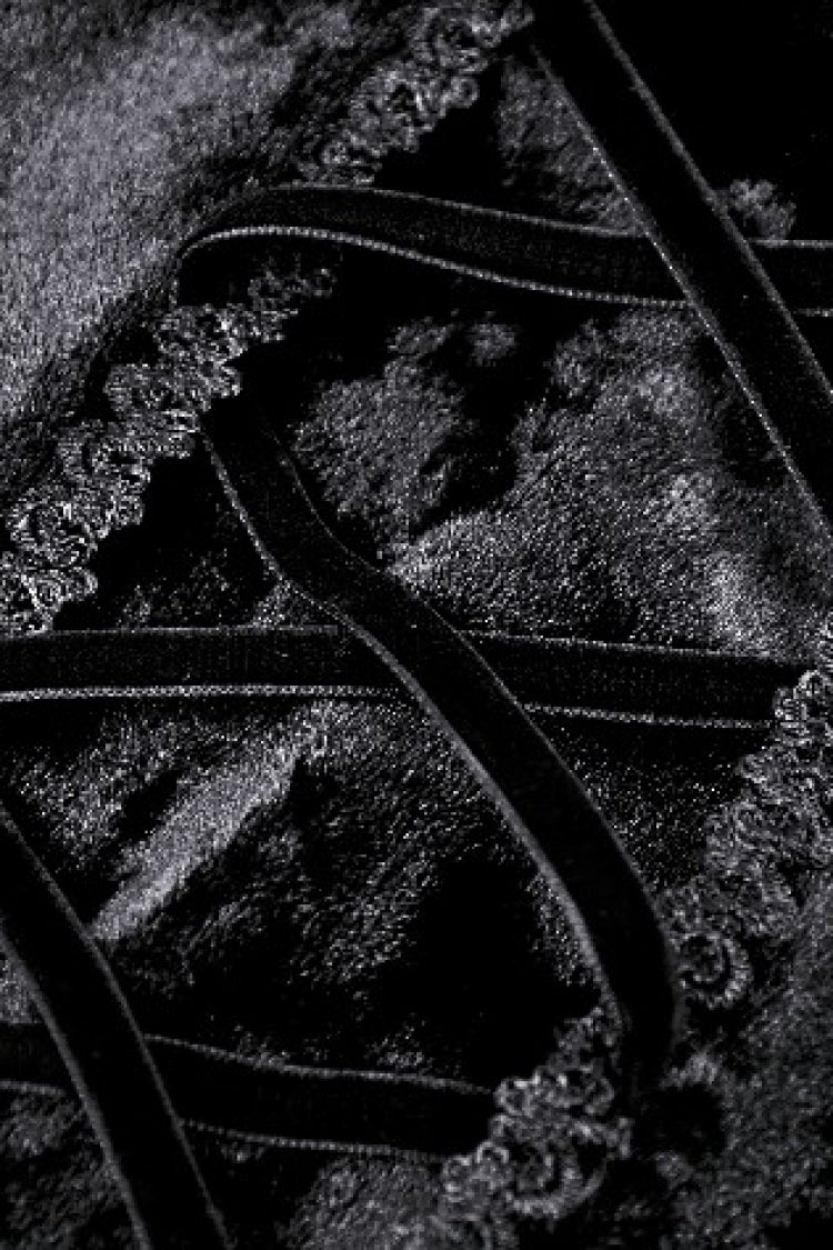 Black Long Sleeves Velvet Lace Women's Gothic Maxi Dress Wedding Dress - Product - 15