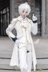 White Angel Prince Handsome Ouji Lolita Set (Including Coat, Shirt, Pants, Vest, Scarf) - White - 1