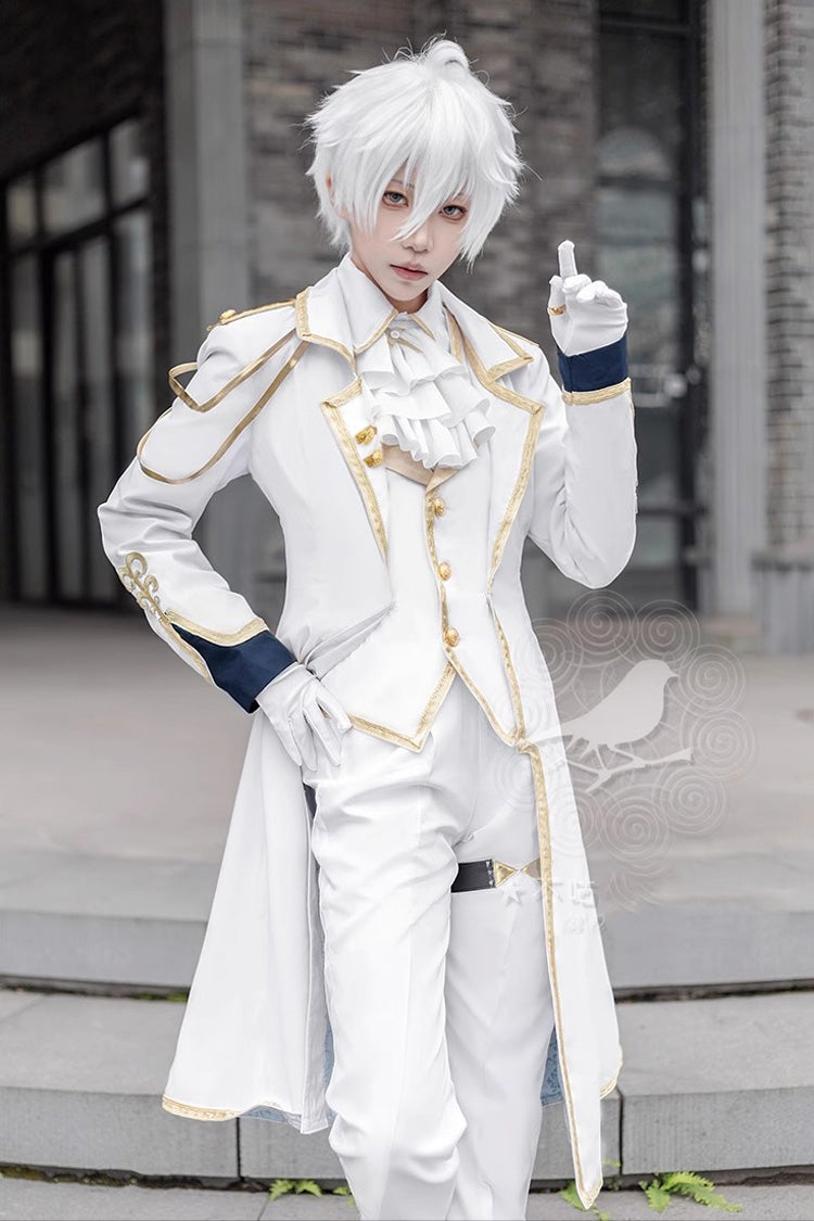 White Angel Prince Handsome Ouji Lolita Set (Including Coat, Shirt, Pants, Vest, Scarf) - White - 1