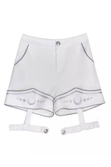 White Bionic Dimension Futuristic Mechanical Style Print Ouji Fashion Lolita Shorts - Product - 3