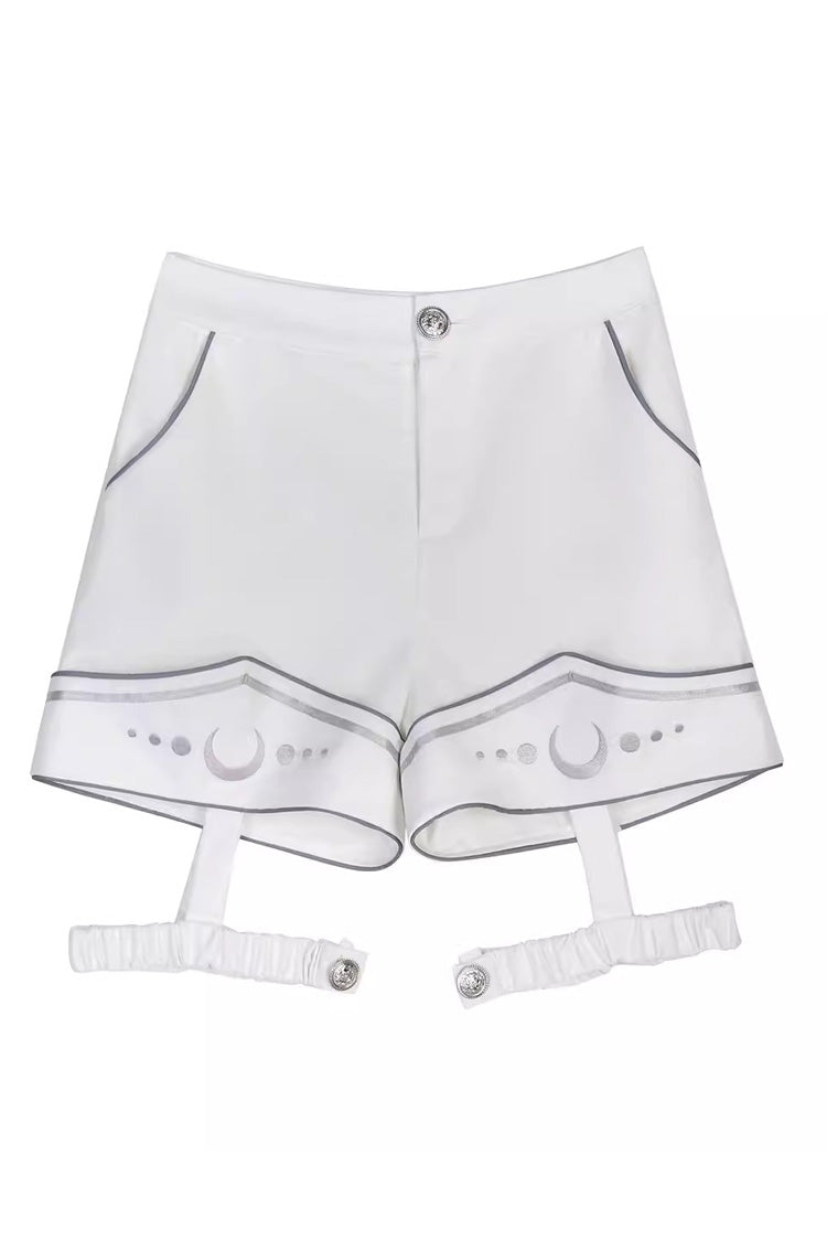 White Bionic Dimension Futuristic Mechanical Style Print Ouji Fashion Lolita Shorts - Product - 3