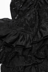 Black Drawstring Hollow Lace Women's Punk Skirt - Product - 6