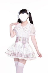 [Love Hanabi] Triple-Layered Bowknot Lace-Up Organza Sweet Jirai Kei Japanese Skirt 3 Colors - Pink - 7