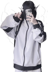 Handsome Long Sleeves Print Jirai Kei Coat 3 Colors - Light-Blue - 1