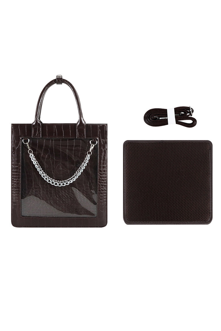 Transparent Black Chain Gothic Itabag 3 Colors - Brown - 9