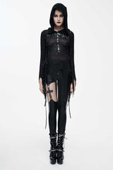Black Hollow Out Cross Shaped Elastic Sexy Punk Tight Leather Womens Pants - Product - 10