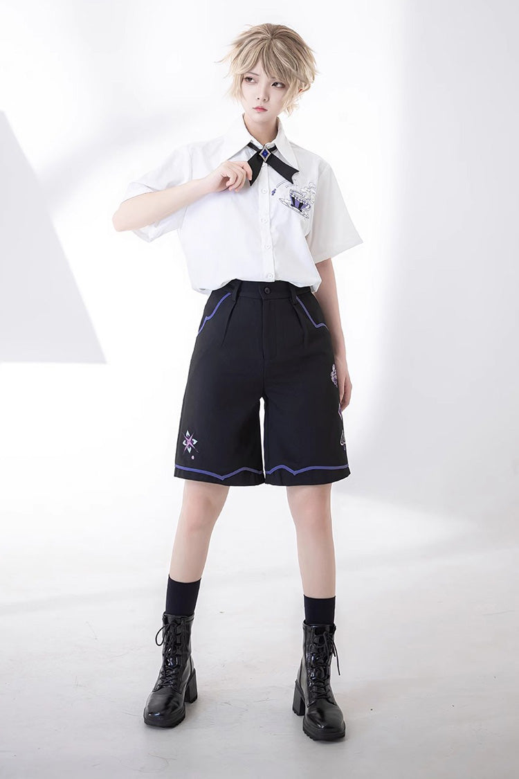 White Enjoy Coffee Print Ouji Fashion Lolita Blouse - Product - 3