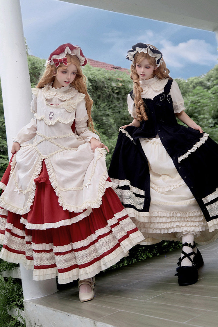Black [Lily] Multi-Layered Ruffle Lace Classic Elegant Lolita Jsk Dress - Product - 15
