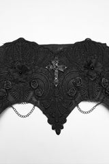 Black Embroidered Lace Lace-Up Slim Fit Chain-Decorated Women's Gothic Elegant Luxurious Underbus Corset - Product - 9