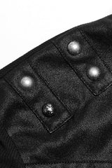 Black Lapel Collar Long Sleeves Stitching Mens Steampunk T-Shirt - Product - 7