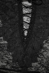 Black Long Trumpet Sleeves Lace Sheer Women's Gothic T-Shirt - Product - 6