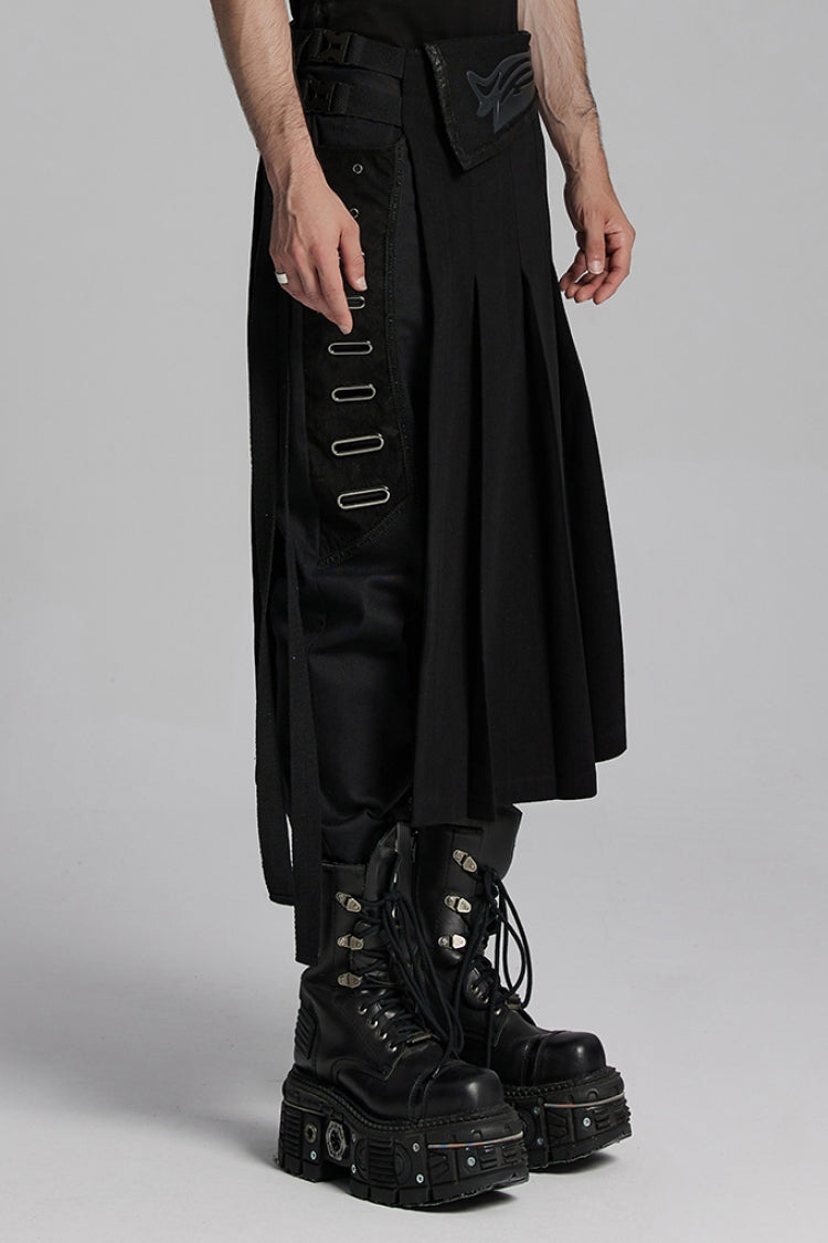 Black Buckle Men's Punk Skirt - Product - 3