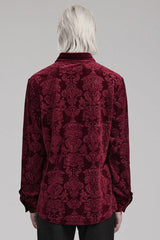 Men's Long Sleeves Embossed Velvet Print Gothic Gorgeous Blouse 2 Colors - Product - 12