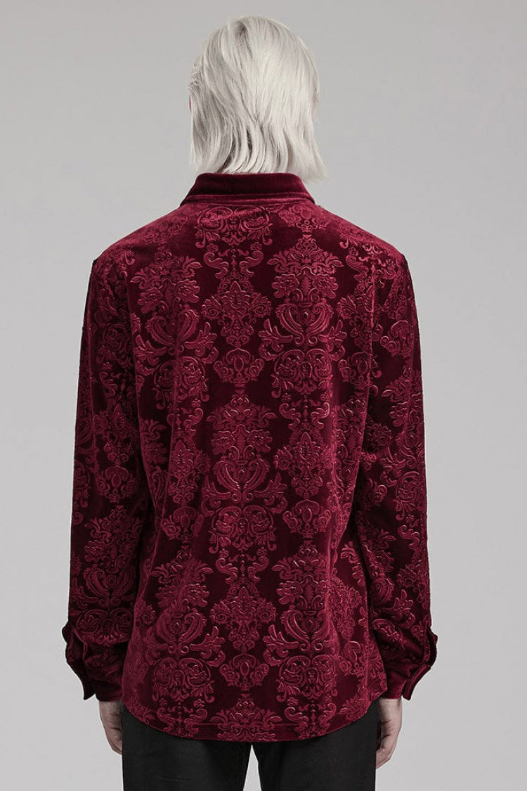 Men's Long Sleeves Embossed Velvet Print Gothic Gorgeous Blouse 2 Colors - Product - 12
