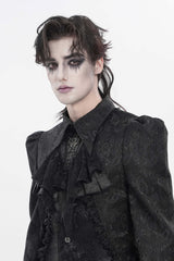 Black Jacquard Lace Men's Gothic Royal Cross Beaded Neckwear - Product - 2