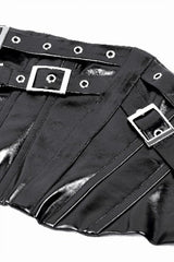 Black Lace-Up Buckled Women's Punk Patent Leather Underbust Corset - Product - 14