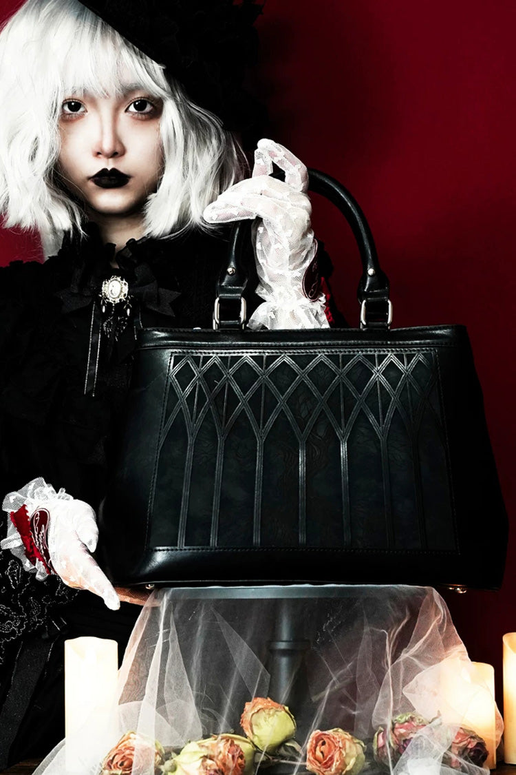 Black [Asgard’s Forgotten Dream] Yggdrasil Printed Embroidered Gothic Lolita Handbag - Product - 3