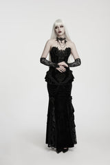 Black Lace Lace-Up Slim Fit Asymmetric Zippered Strappy Women's Gothic Balletcore Bustier Corset - Product - 5
