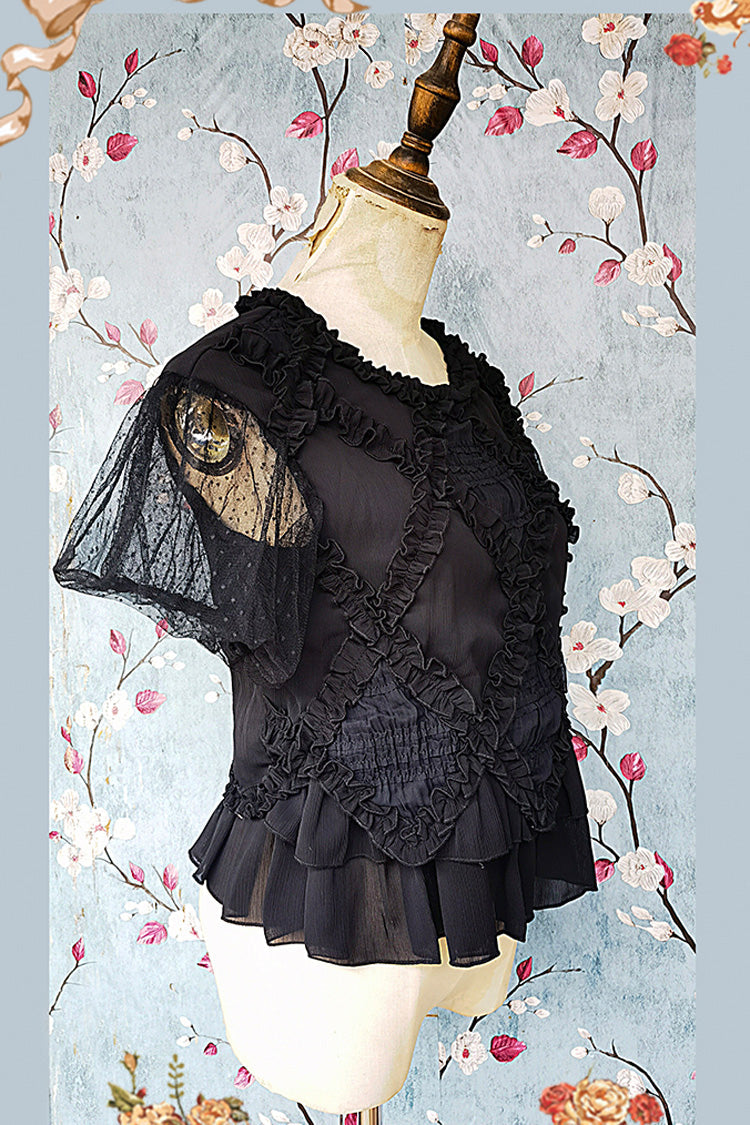 Black Forest Multi-layer Ruffle Classic Gothic Lolita Skirt Set - Product - 6