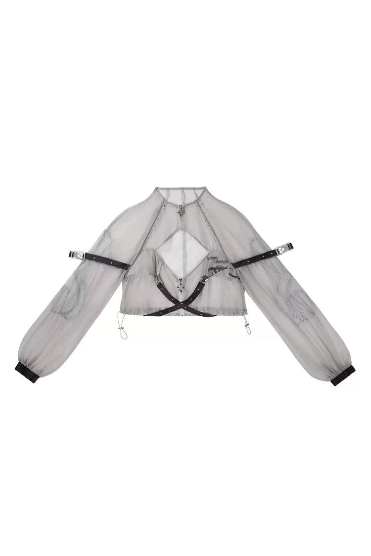 Black [Infinite Battlefield] Long Sleeves Printed Techwear Style Gothic Handsome Ouji Lolita Set - Top(Only) - 13