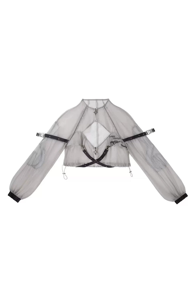 Black [Infinite Battlefield] Long Sleeves Printed Techwear Style Gothic Handsome Ouji Lolita Set - Top(Only) - 13