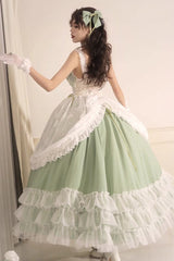 Green Multi-layer Ruffle Hanayome Lace Lace-Up Plus Size Sweet Lolita Jsk Dress (Long Version) - Product - 3