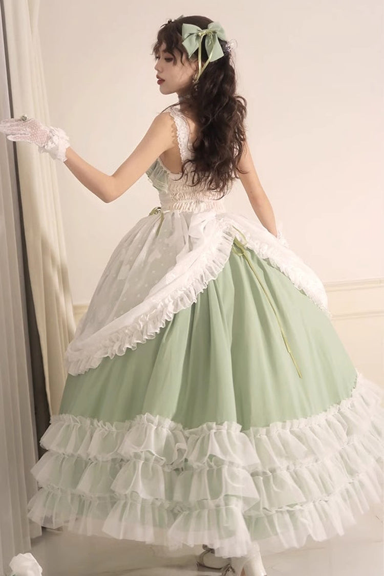 Green Multi-layer Ruffle Hanayome Lace Lace-Up Plus Size Sweet Lolita Jsk Dress (Long Version) - Product - 3