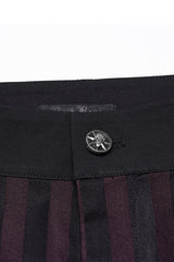 Black/Red High Waisted Striped Print Men's Gothic Suit Pants - Product - 5