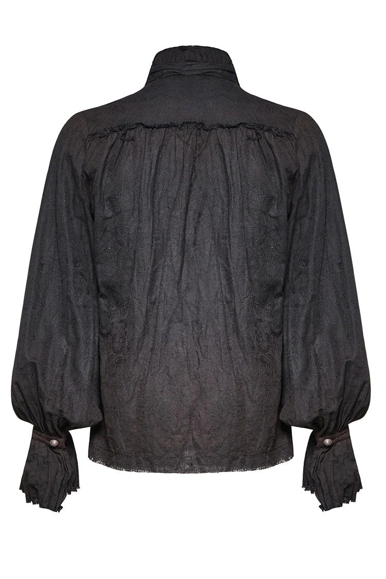 Black Long Lantern Sleeves Retro Metal Button Mens Steampunk Tie Shirt - Product - 8