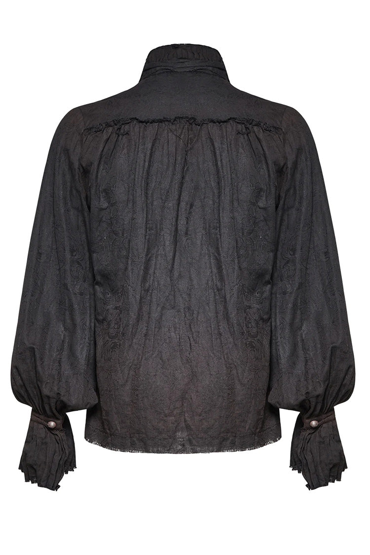 Black Long Lantern Sleeves Retro Metal Button Mens Steampunk Tie Shirt - Product - 8