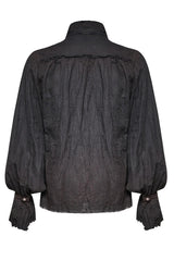 Black Long Lantern Sleeves Retro Metal Button Mens Steampunk Tie Shirt - Product - 8