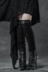 Black Embroidery Ripped Women's Gothic Leg Warmers - Product - 3