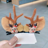 Christmas Headdress Moose Horn Hairpin Head Clips - Brown - 2