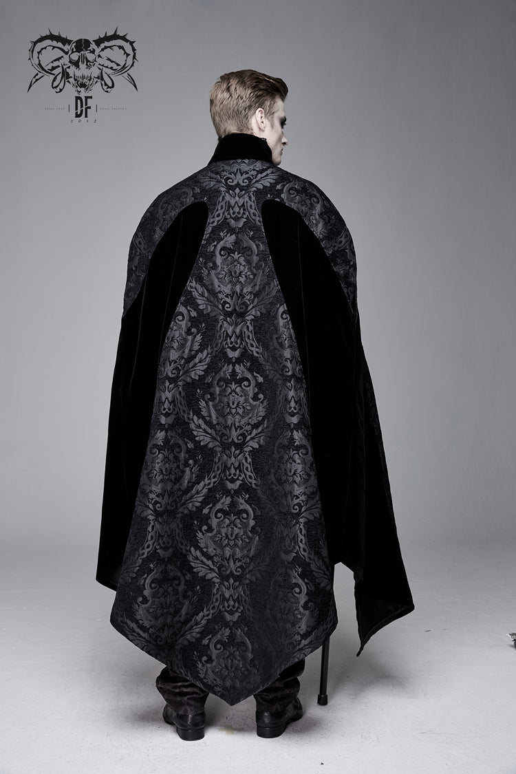 Black Removable Chain Pendant Short Front And Long Back Men's Gothic Cloak - Product - 4