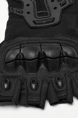Black Men's Punk Cool Rubber Patched Half-finger Gloves - Product - 6